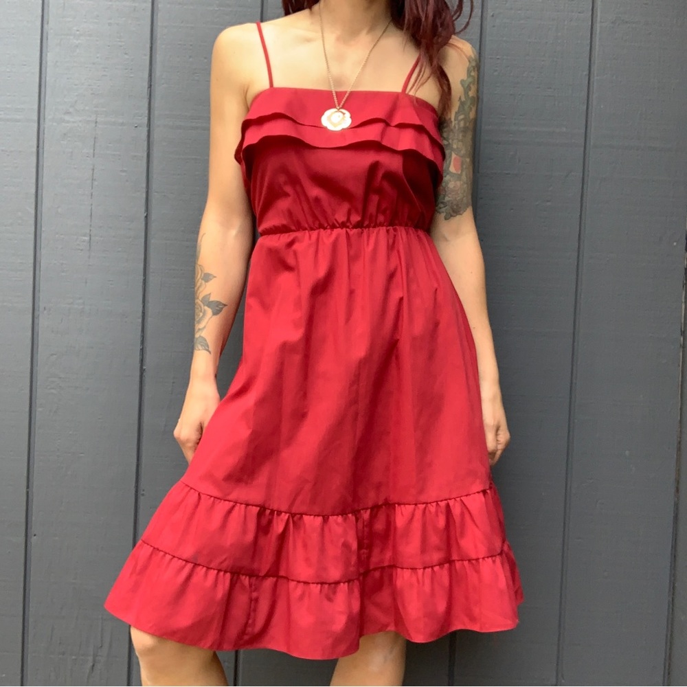 Vintage Entourage cranberry ruffle top dress Sz 11/12